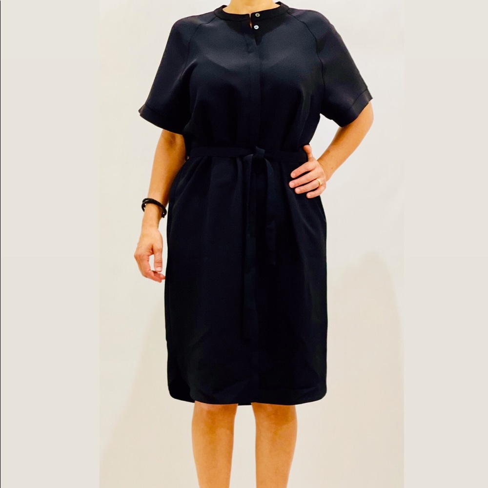 IRIS&INK SOLVEIG BELED CREPE SHIRT DRESS